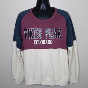 Vintage 90s Pikes Peak Colorado Men’s 2XL Sweatshirt Pullover Colorblock Outdoor